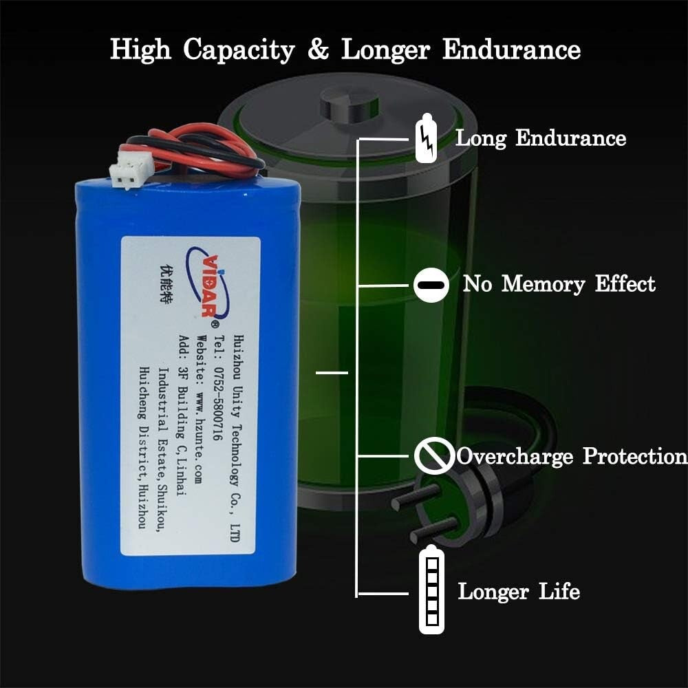 6600mAh 3.7V Rechargeable Li-ion Battery with JST Plug - Real Capacity Assurance