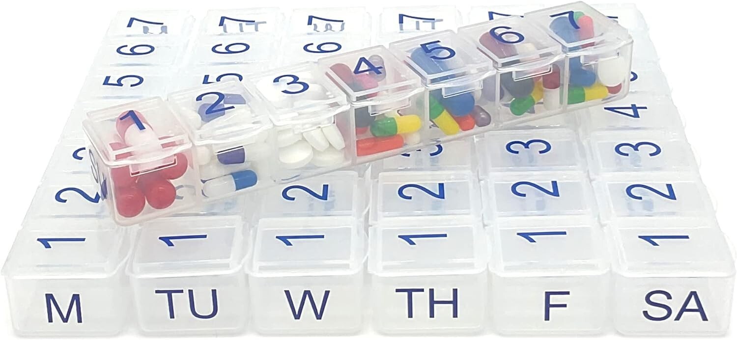 7-Day Clear Weekly Pill Organizer - Your All-in-One Medication Solution