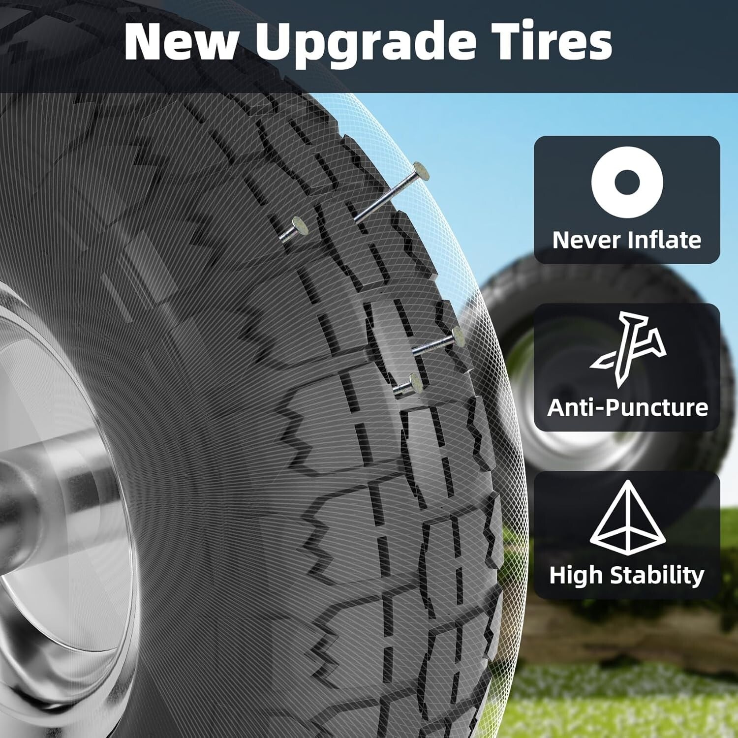 Durable 10 Inch Flat Free Tires for Hand Trucks - 4 Pack with Double Bearings