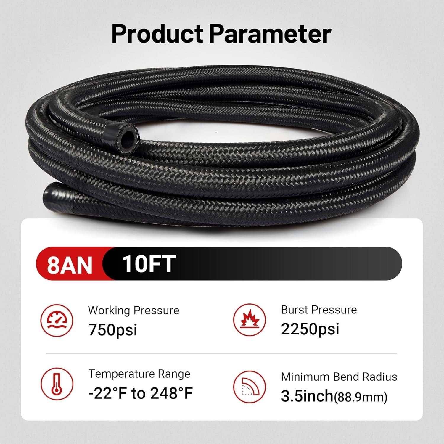 Durable 10FT AN8 Braided Fuel Hose Kit - High Pressure Rated & Lightweight