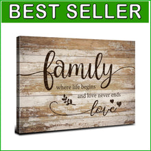 Load image into Gallery viewer, Large 32x48 Family Canvas Art - Motivational Wall Decor with Wood Grain