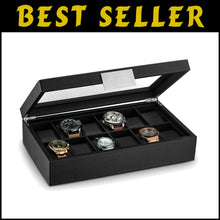Load image into Gallery viewer, Sophisticated Men's Watch Box - 12 Slots for Luxury Timepieces in Black