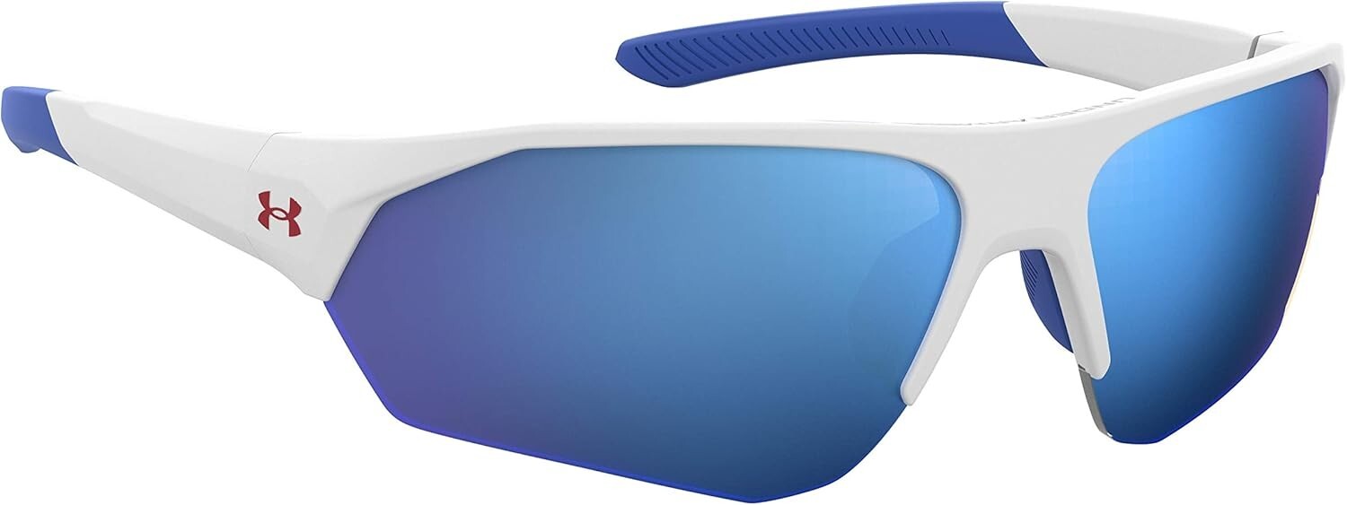 Matte White/Blue Boys' Wrap Sunglasses with Durable TR90 Frame - 69mm Lens