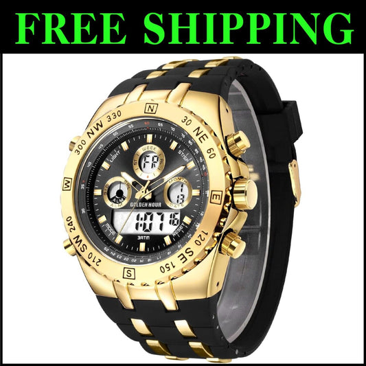 Multi-Functional Military Men's Watch - 3ATM Waterproof, Comfortable Rubber Band