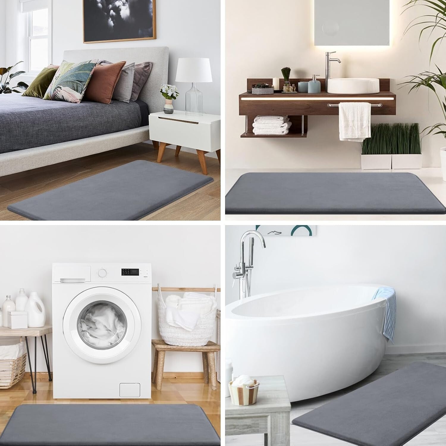 Stylish Non-Slip Memory Foam Bath Runner 70'' x 24'' - Soft Flannel Finish