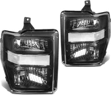 Load image into Gallery viewer, Direct Fit Black Clear Halogen Headlights for 2008-2010 Super Duty Trucks