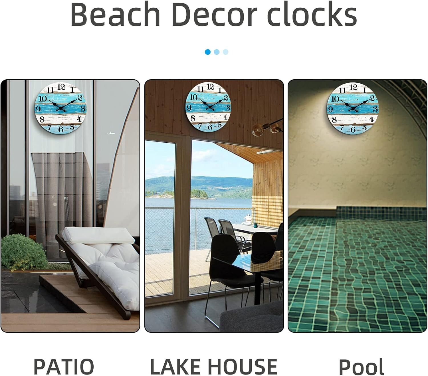 Elegant 16 Inch Analog Wall Clock - Perfect for Indoor/Outdoor Coastal Settings