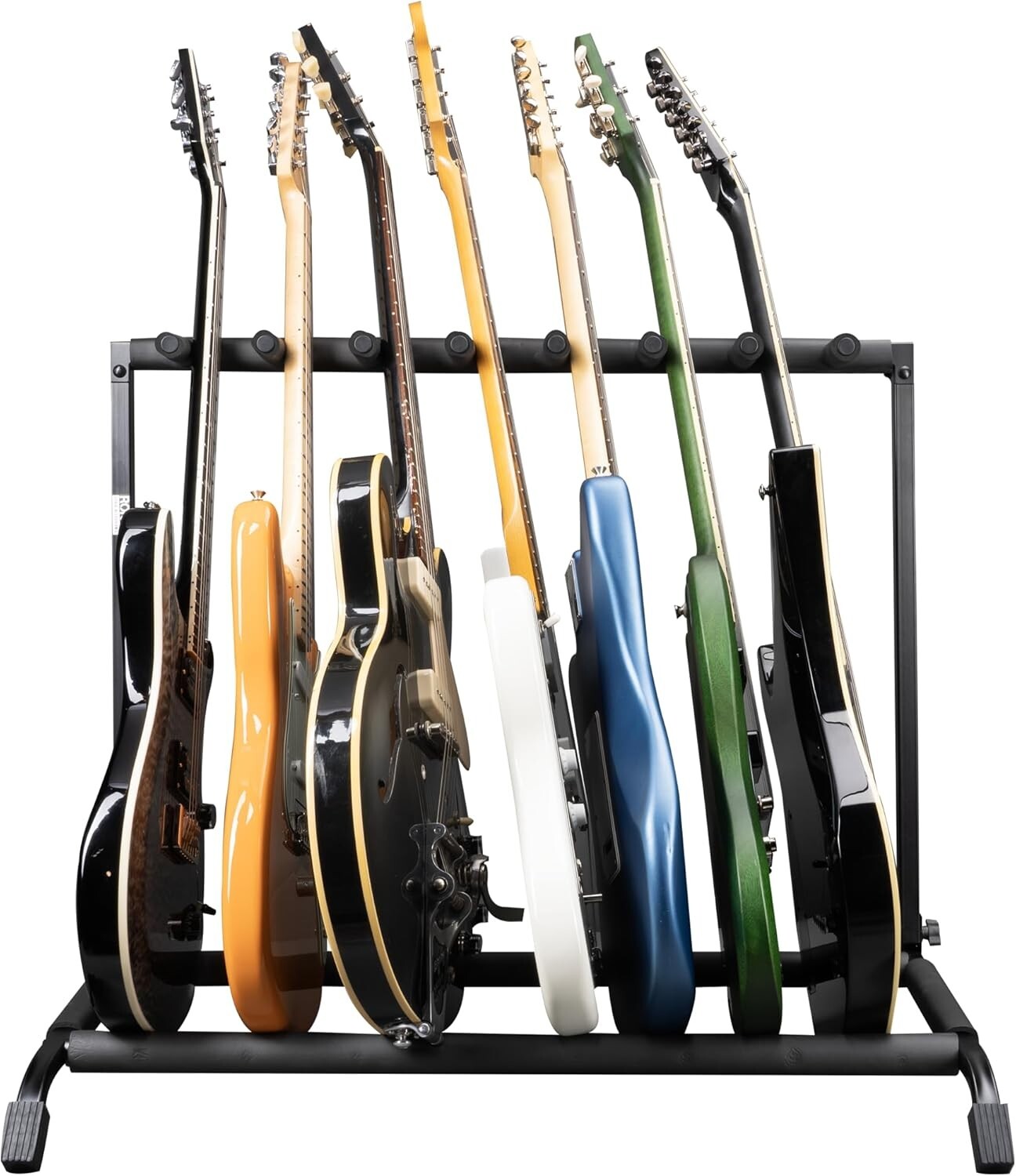 Compact Folding Guitar Stand for 7 Instrument Storage - Ideal for Travel