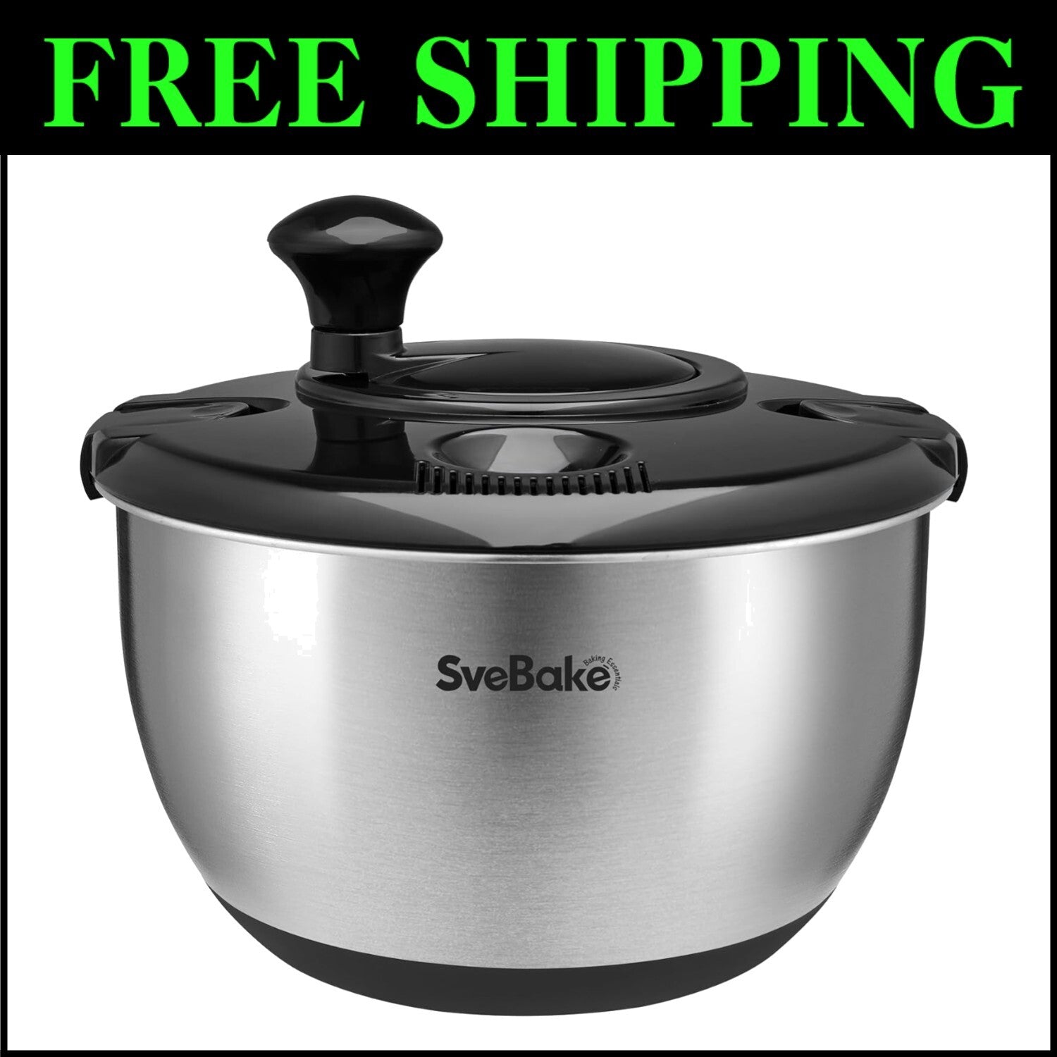 Dishwasher Safe Stainless Steel Salad Dryer with Precision Crank & Non-Slip Base