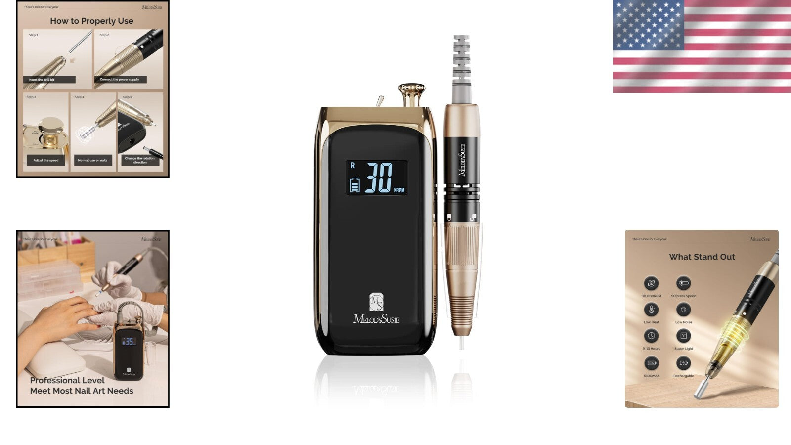 Artisan Electric Nail Drill with Rechargeable Battery - 30,000 RPM Performance