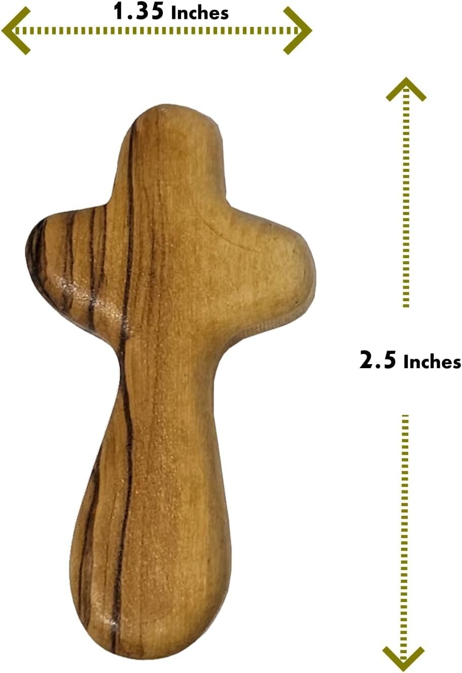 100 Handmade Olive Wood Crosses - 2.5 Inch Pocket Crucifix with Prayer Card