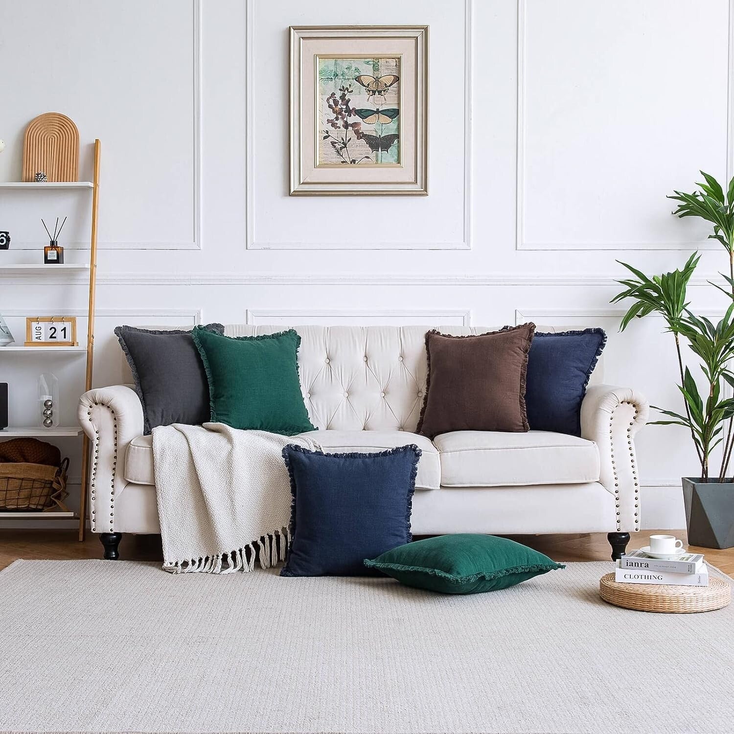 Cozy Linen Tassel Throw Pillowcases - Pack of 2, Machine Washable, 20x20-Inch