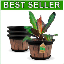 Load image into Gallery viewer, Classic 4-Pack 16-Inch Brown Planters - Weather-Resistant with Drainage