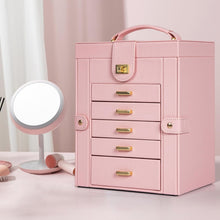 Load image into Gallery viewer, 5-Drawer Jewelry Box with Large Mirror – Chic and Functional Organizer for Women