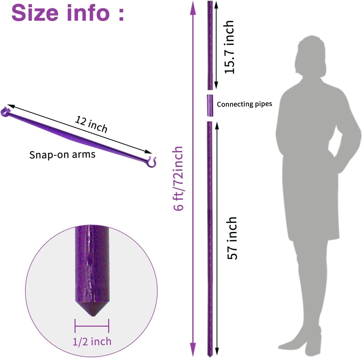 Triangular Tomato Cage Set - 73” Adjustable Garden Stakes for Plant Support