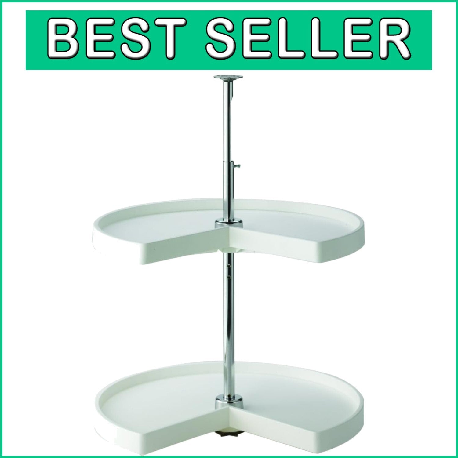 2-Shelf White Kidney-Shaped Lazy Susan - Easy Installation and Stylish Design