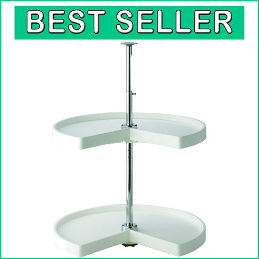 2-Shelf White Kidney-Shaped Lazy Susan - Easy Installation and Stylish Design