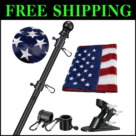Durable Outdoor Flag Kit - 4x6 Embroidered Flag with 6ft Rust-Resistant Pole