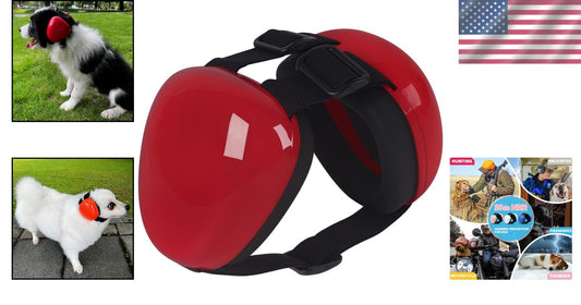 Comfortable Large Red Dog Earmuffs for Fireworks and Loud Noises - 29dB NRR