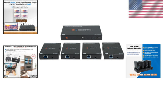 Professional Grade HDMI Extender Splitter 1 Input to 4 Outputs - 164ft Range