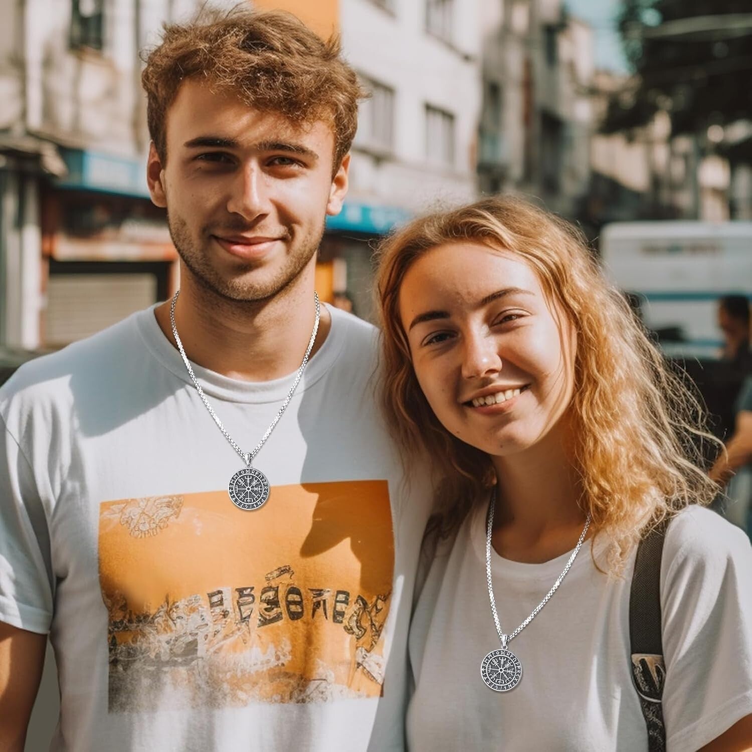 Vegvisir Viking Compass Amulet Necklace in Sterling Silver - Nordic Gift for All