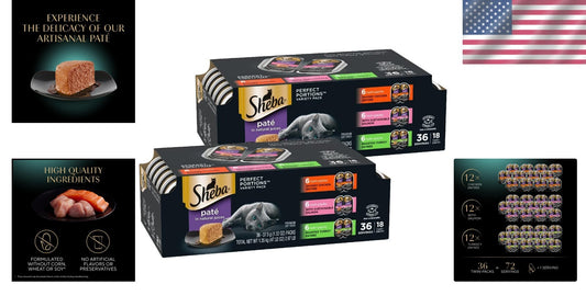 Delicious Wet Cat Food Pate - Chicken, Salmon & Turkey Variety Pack, 36 Servings