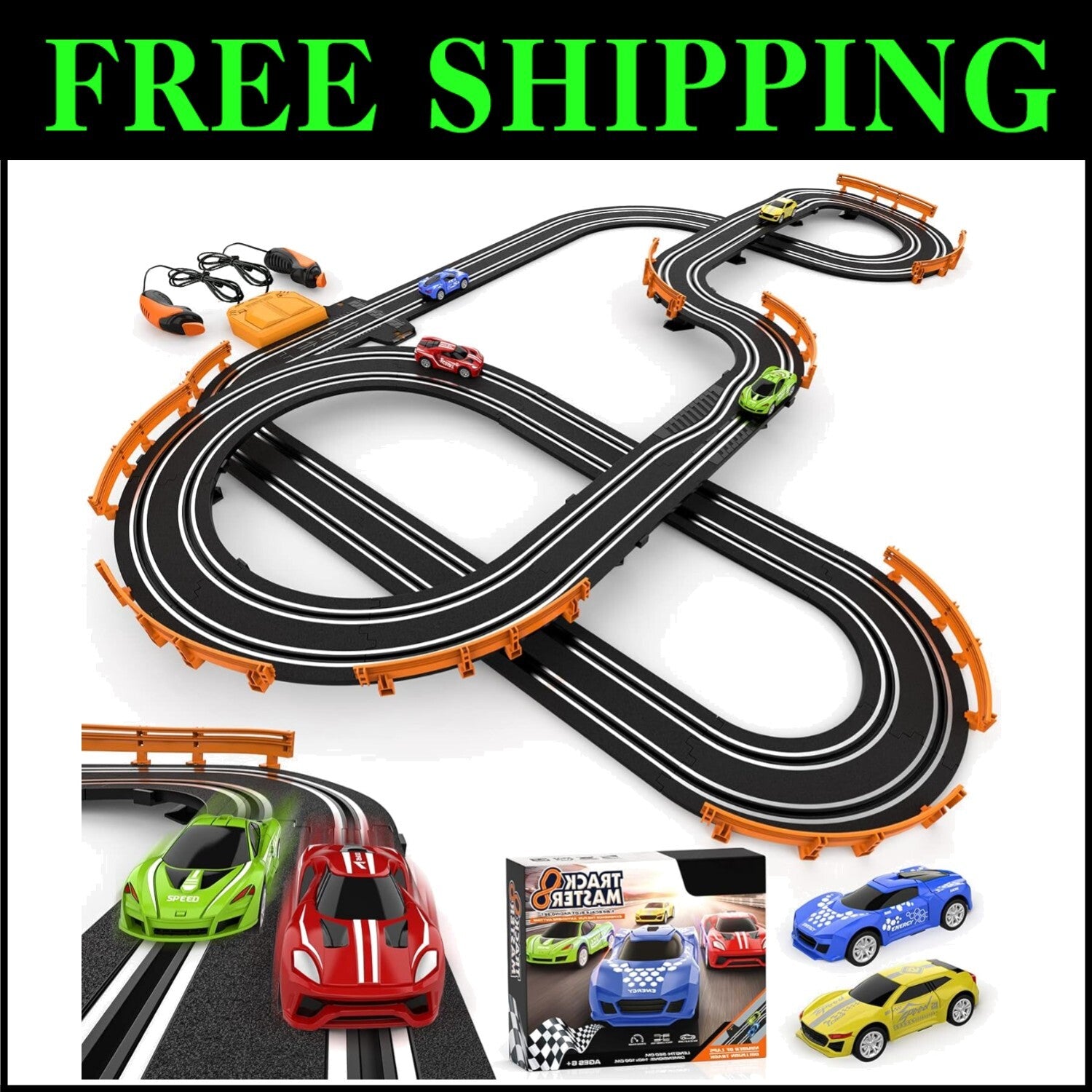 Dual Racing Slot Car Set with Remote Controls and Fast Cars – Fun for All Ages!