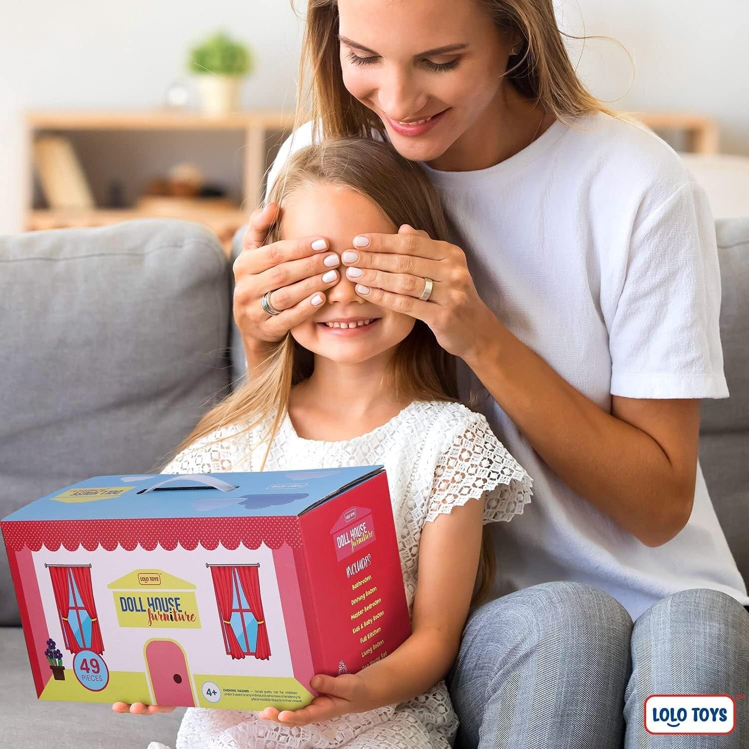 Wooden Dollhouse Furniture Set – 49PCS, 7 Rooms for Kids’ Creative Adventures