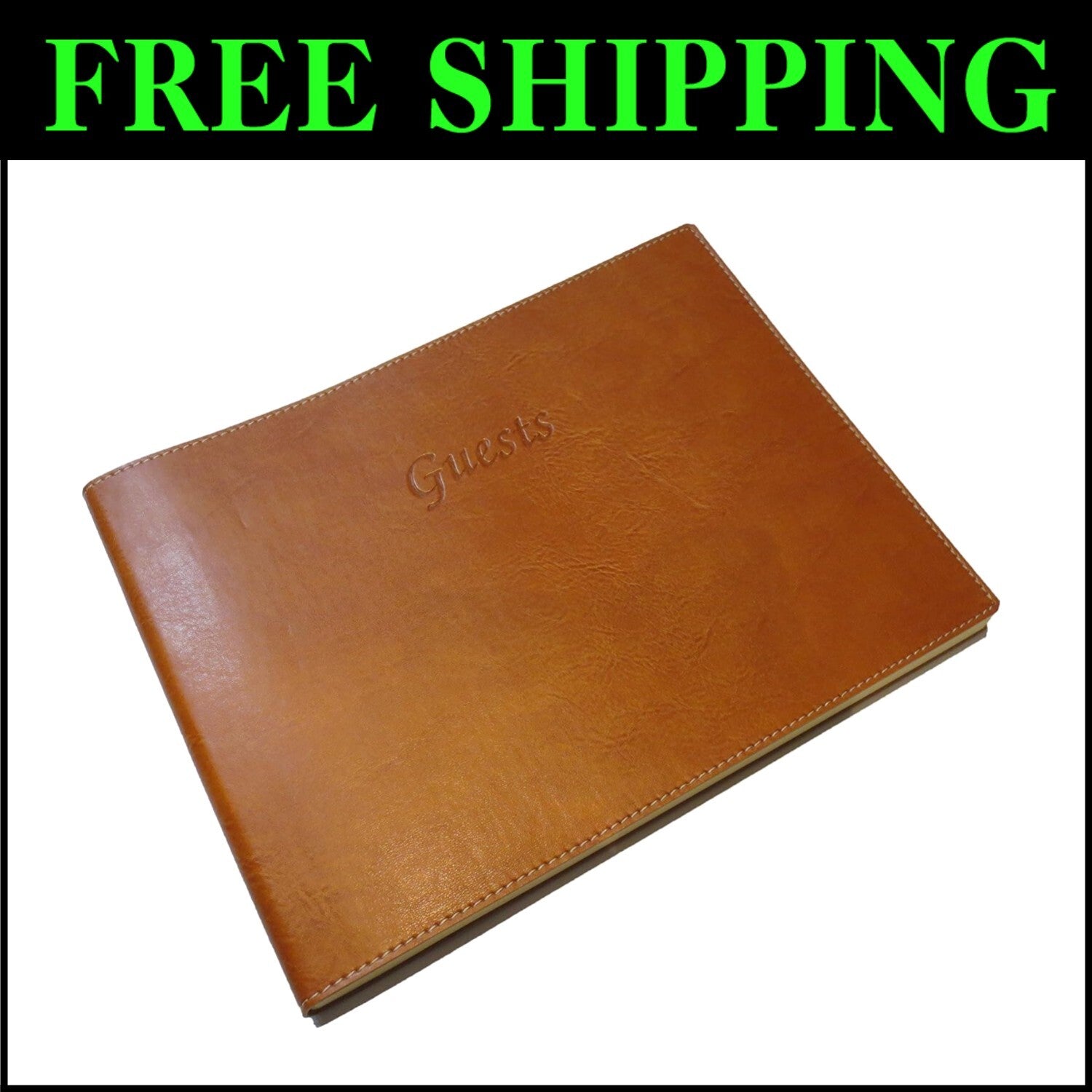Tan Leather Guest Book with Soft Cover - Ideal for Weddings and Special Events