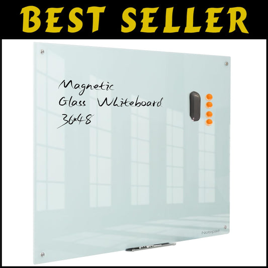 Durable 48 x 36 Magnetic Glass Whiteboard - Stylish Office & Classroom Decor