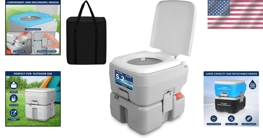 5.2-Gallon Leak-Proof Portable Camping Toilet - Ideal for Hiking & Boating