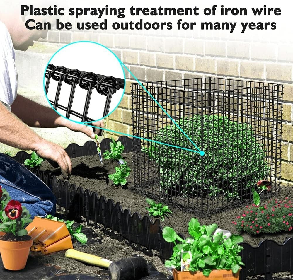 4-Pack Heavy-Duty Wire Plant Protectors - 14.8" Square Animal Cages