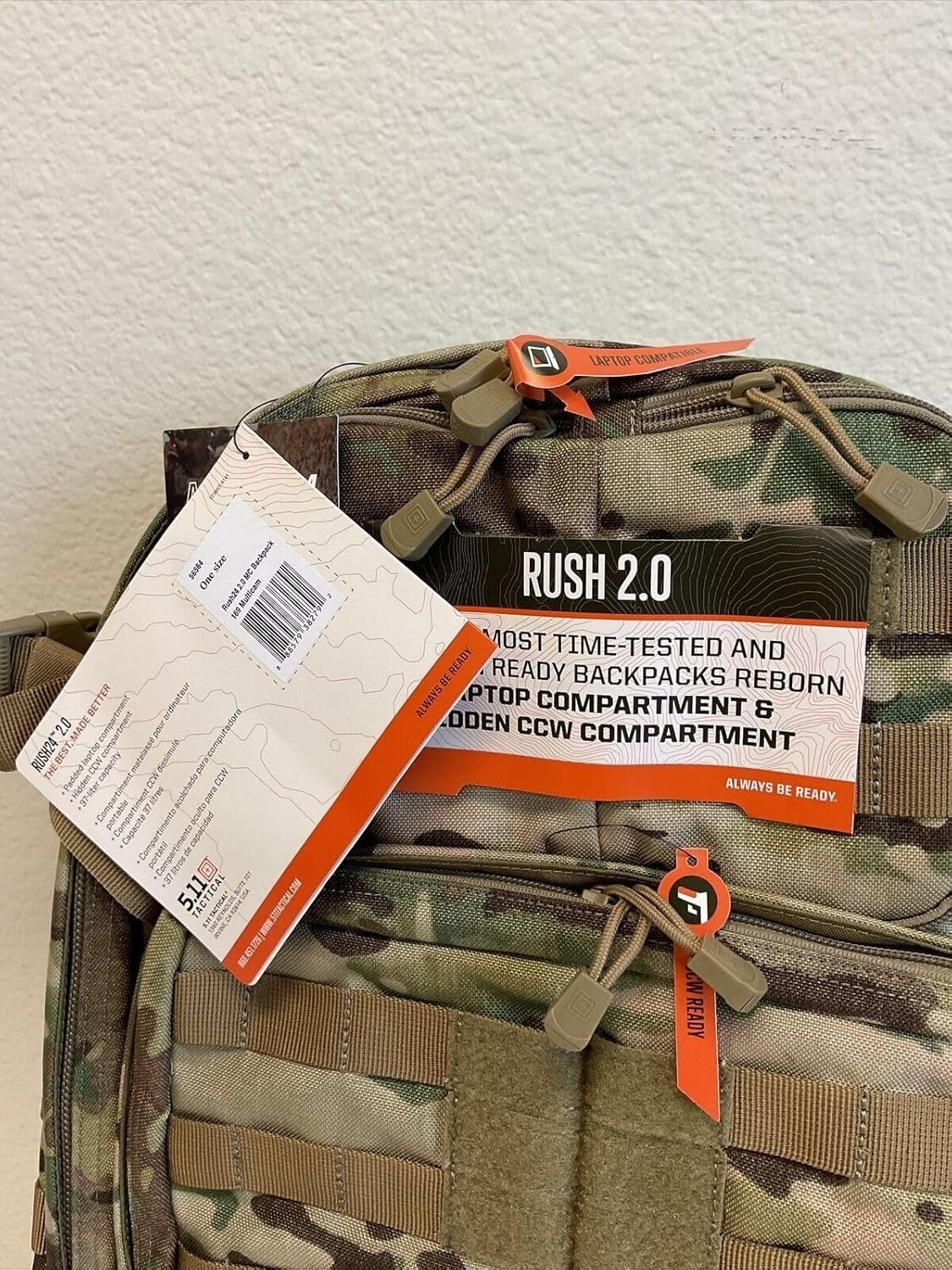 Water-Resistant Tactical Backpack - 37L Rush 24 2.0 for Outdoor Adventures