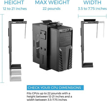 Load image into Gallery viewer, Adjustable Under Desk PC Mount with 360° Swivel - Fits Most Computer Cases