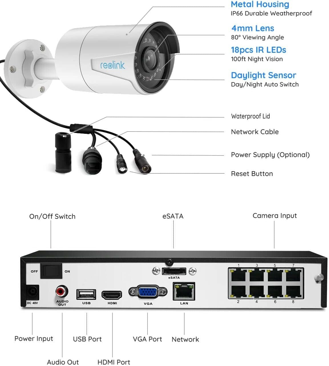 Full HD 5MP Outdoor Security System - 4 Wired Cameras, 2TB Storage & Easy Setup