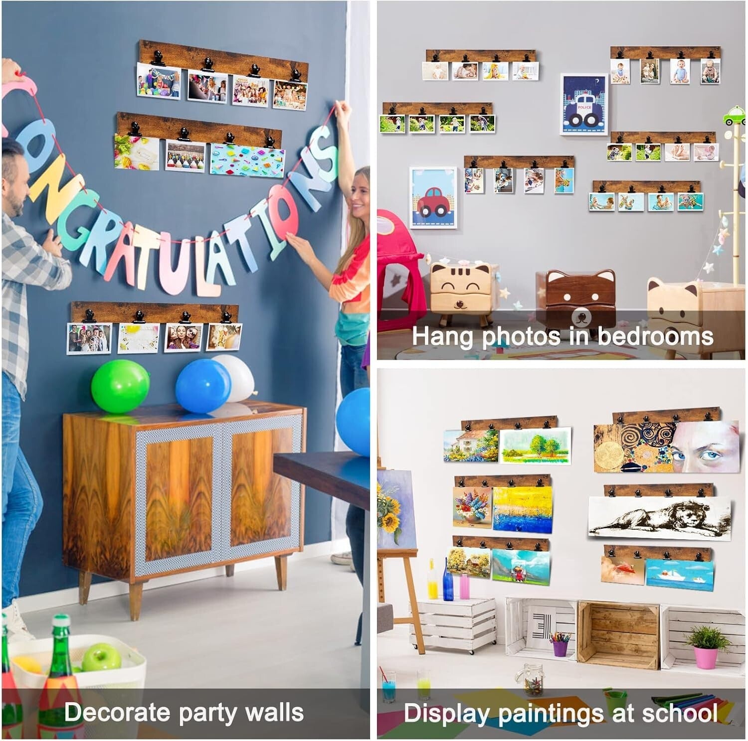 Versatile 17" Wall-Mount Photo Frame with 24 Clips - Organize Your Memories