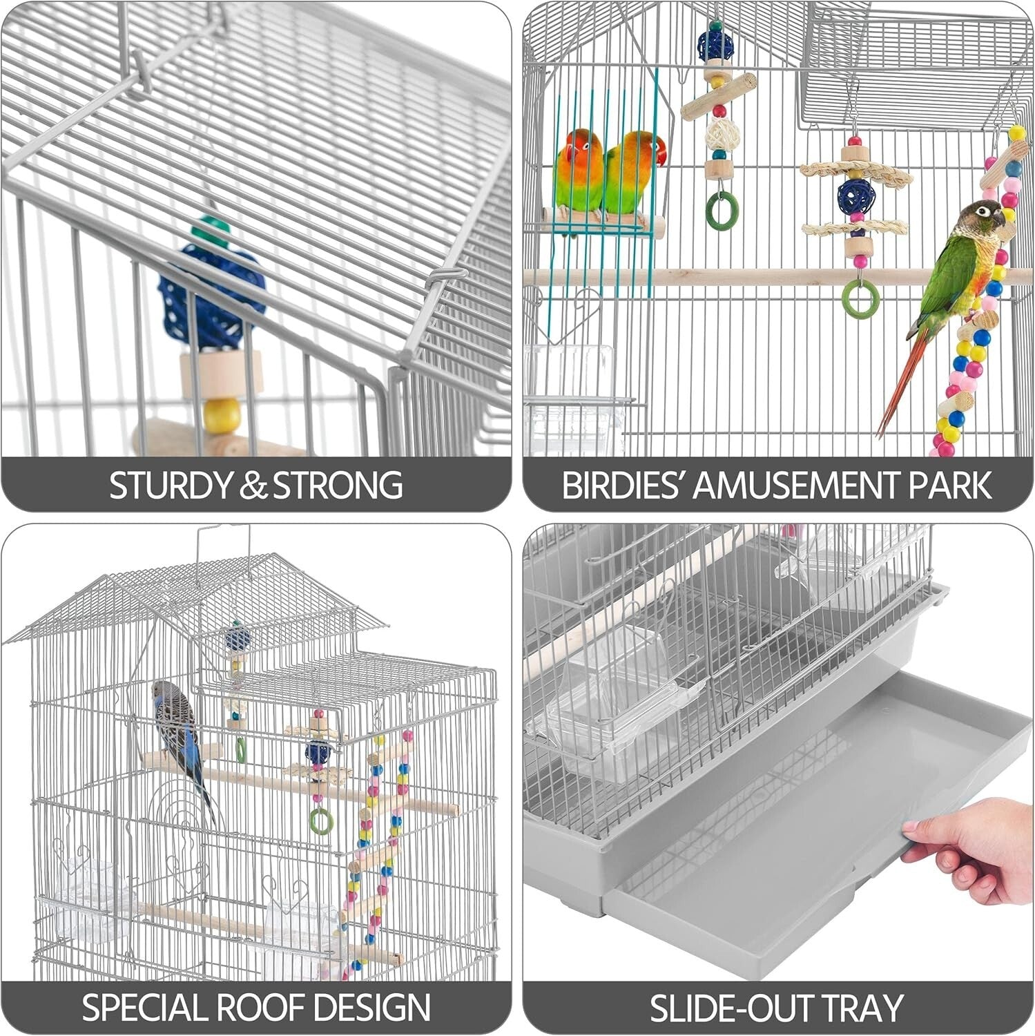 Elegant 39-Inch Bird Cage for Budgies and Finches with Simple Cleaning Features