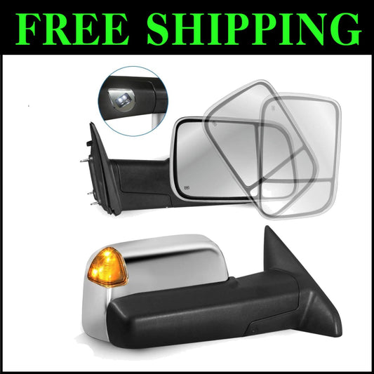 Premium Heated Towing Mirrors with Puddle Lights for 2009-2023 Ram 1500 Classic