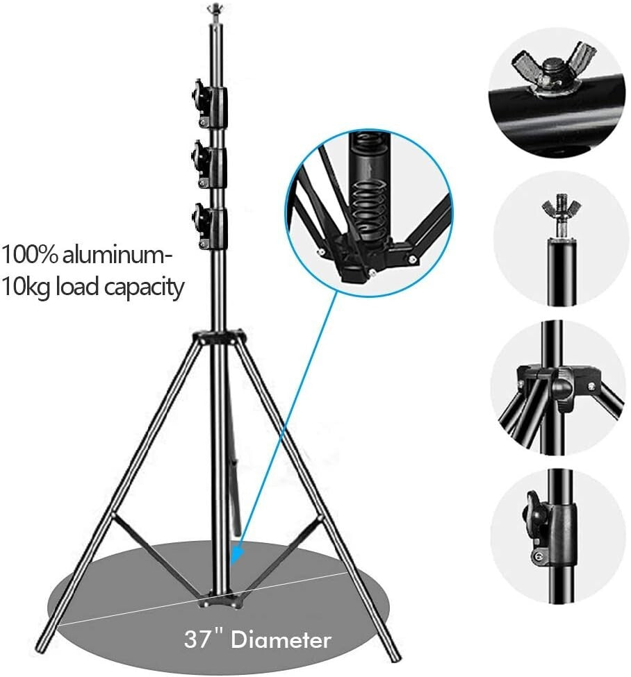All-in-One 10x10Ft Heavy Duty Adjustable Backdrop Support System with Carry Bag