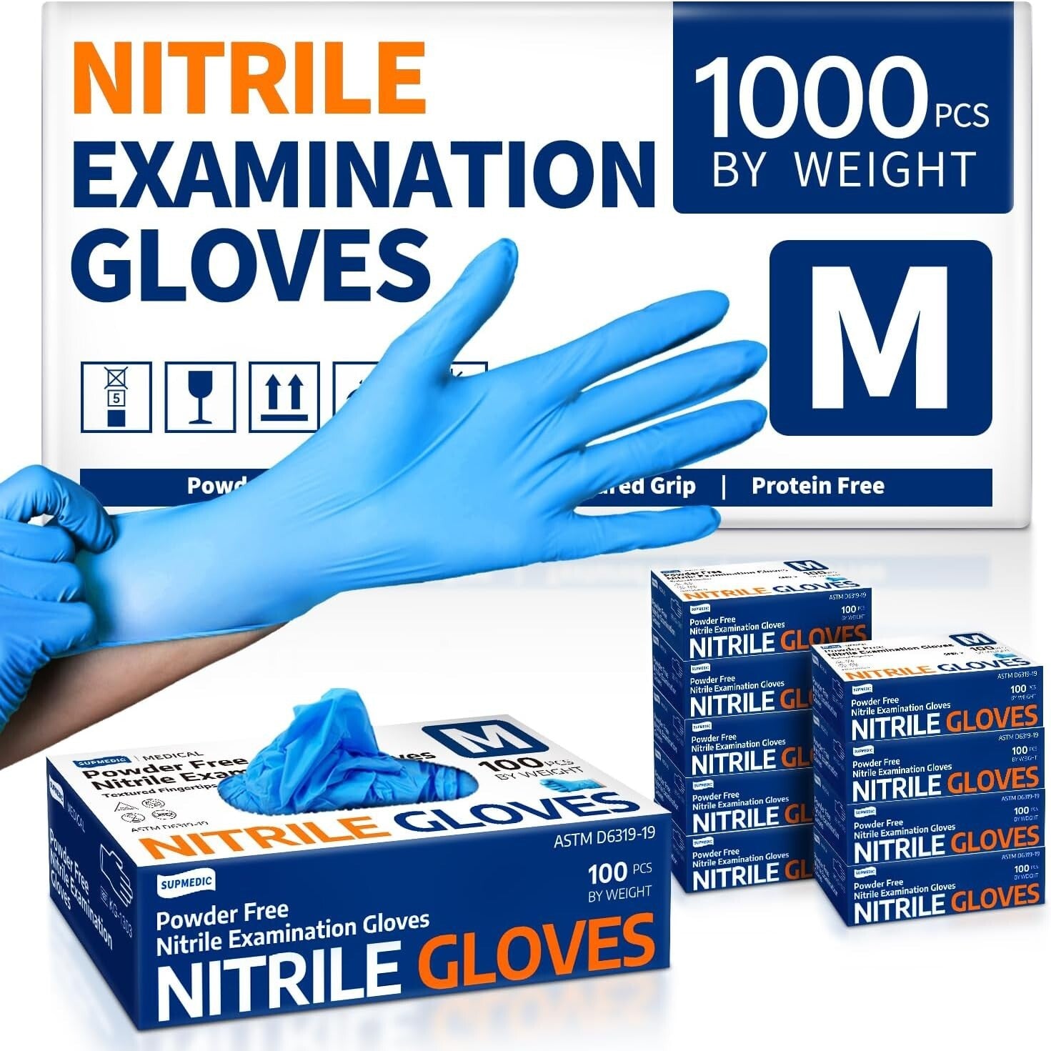 1000 Pack of Blue Nitrile Disposable Gloves - Tactile Sensitivity and Protection