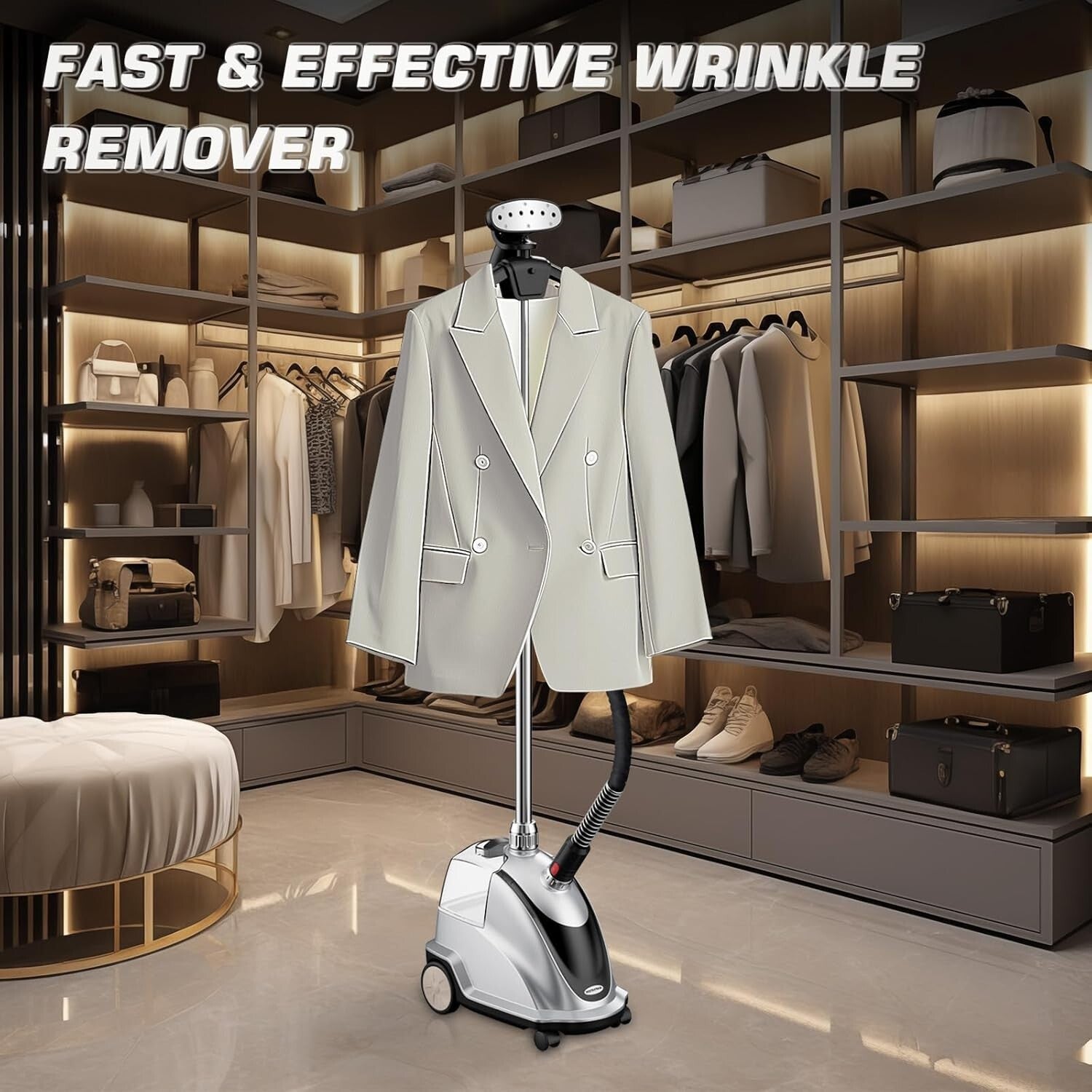 1500W Powerful Garment Steamer With 2.4L Tank – Fast Heat-Up & Portable Design