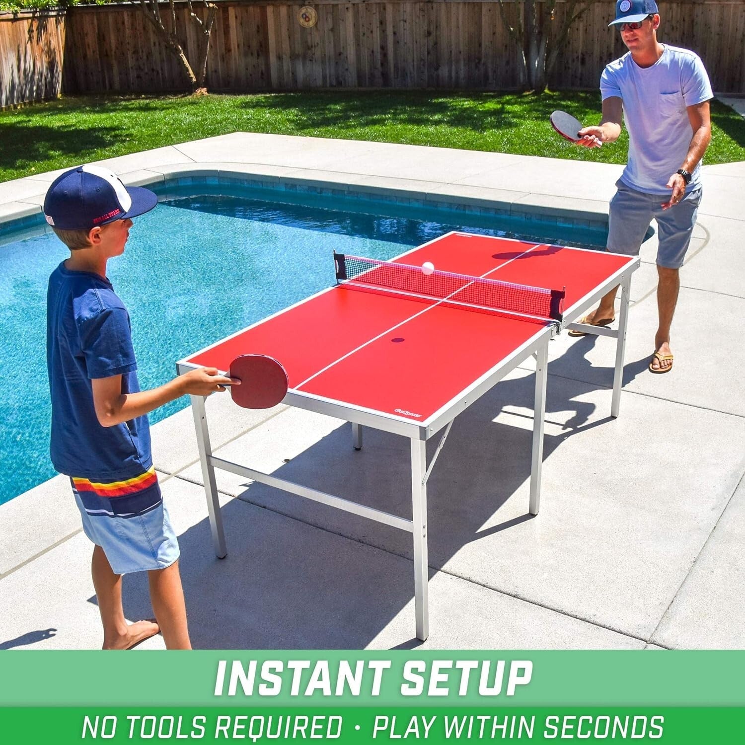 Aluminum Mid-Size Table Tennis Table with Instant Setup - Lightweight & Durable