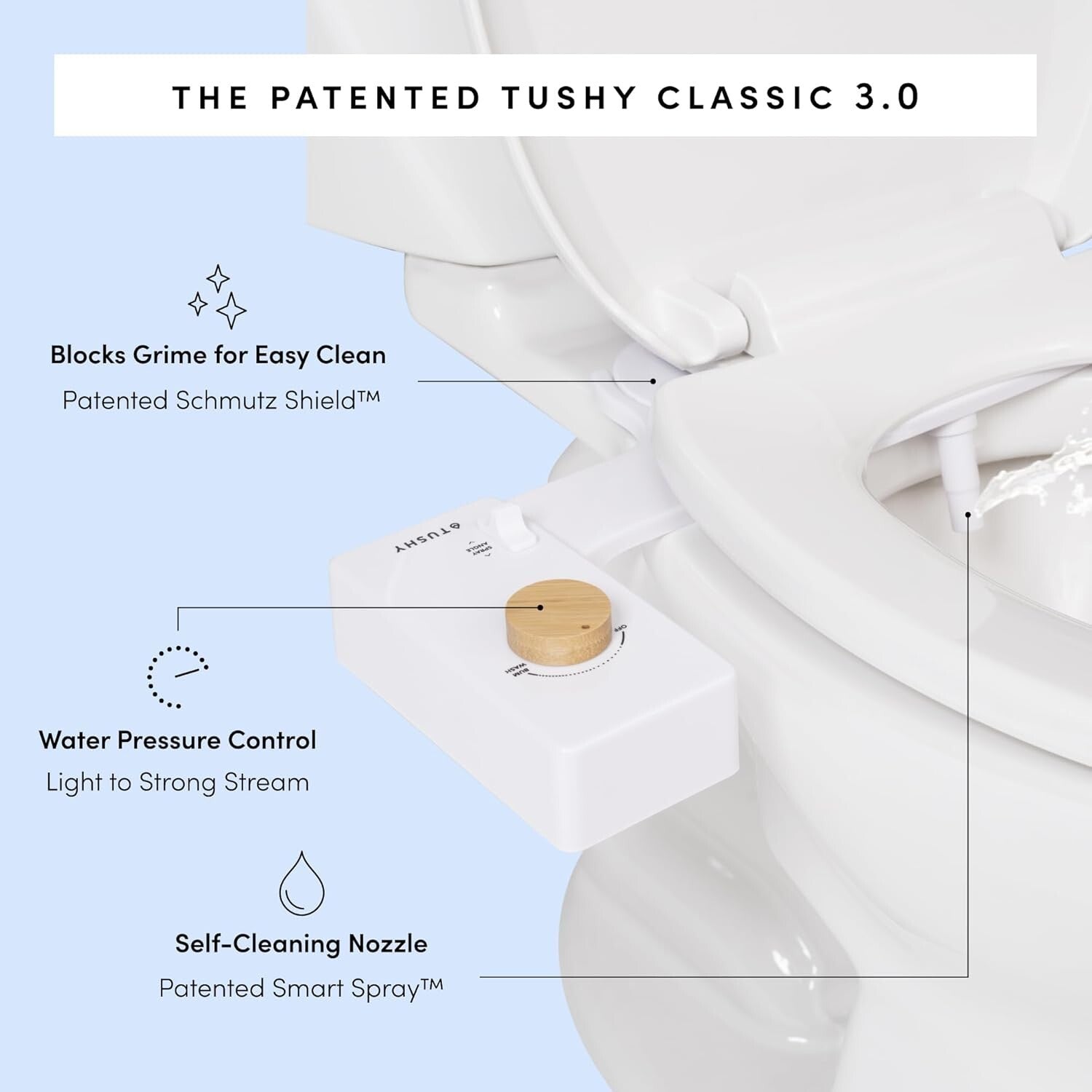 Eco-Friendly Non-Electric Bidet Toilet Seat Attachment with Adjustable Nozzle