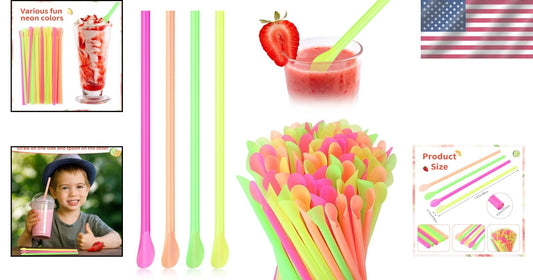 Flexible Plastic Spoon Straws in Bulk: 5000 Colorful Dessert Accessories