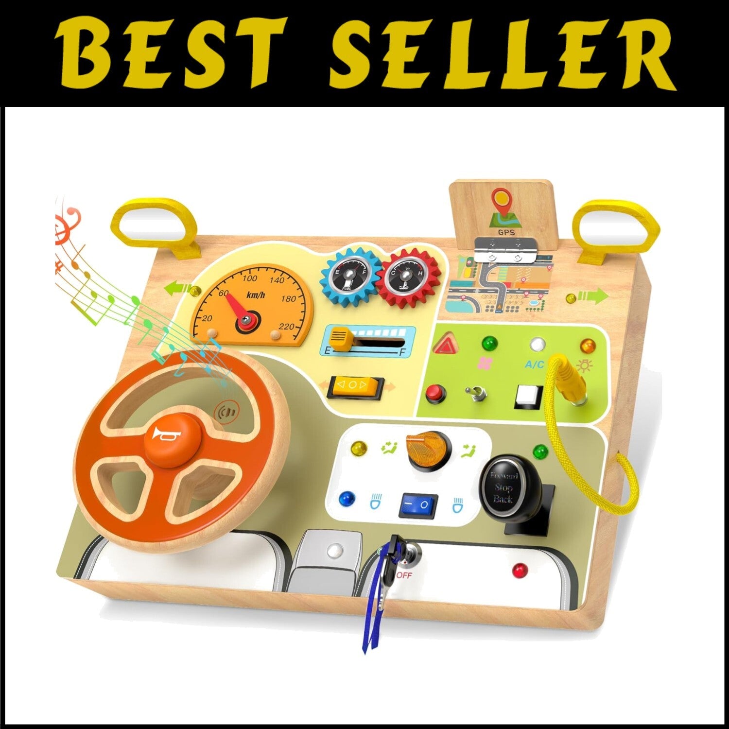 Montessori Toddler Busy Board with Letters and Interactive Features for Ages 1+