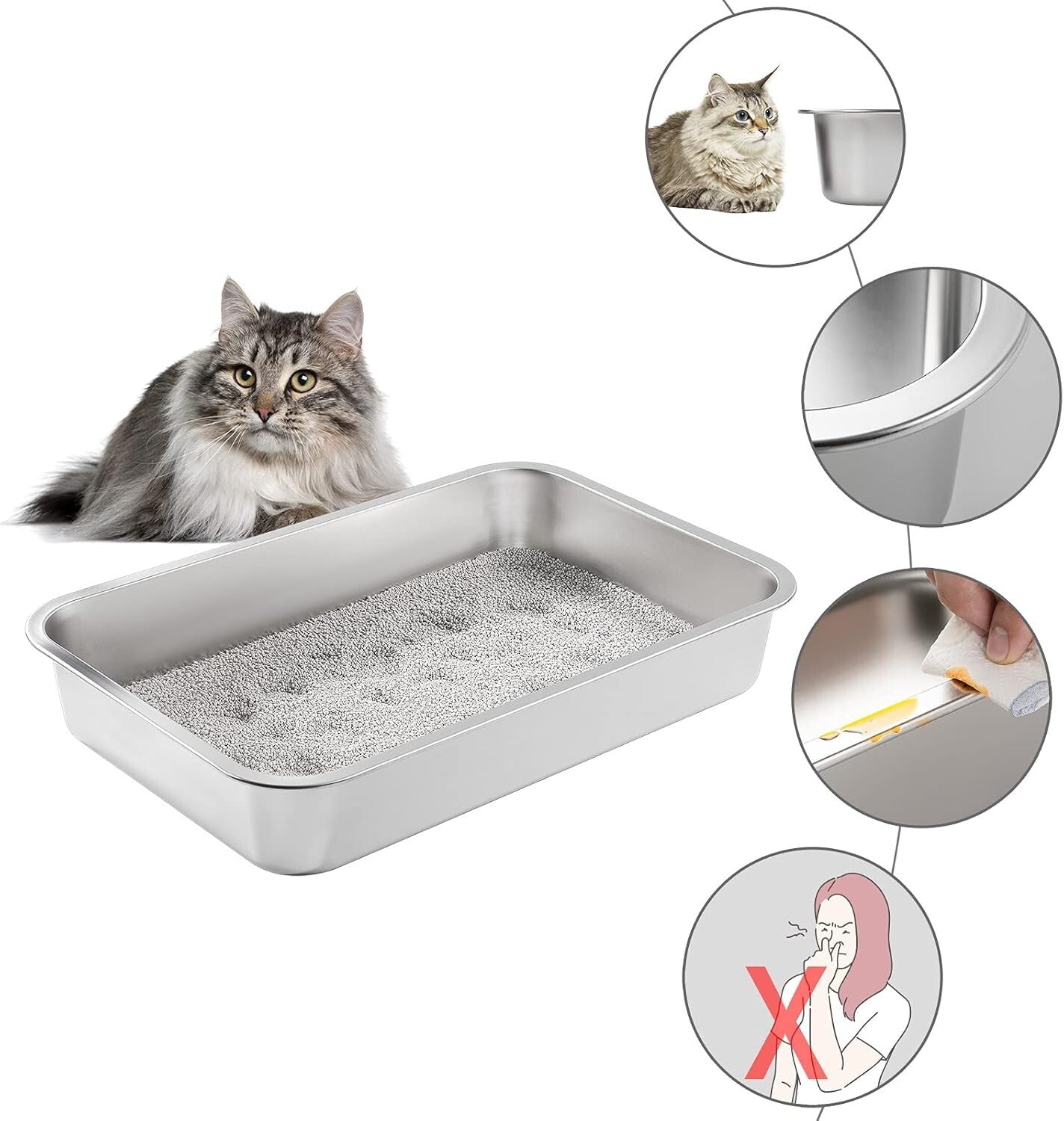 Non-Stick Easy Clean Litter Pan with High Sides for Senior Cats – 24'' x 16''