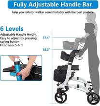 Load image into Gallery viewer, Durable Rollator Walker with 300 lbs Capacity and Easy-Fold Design for Seniors