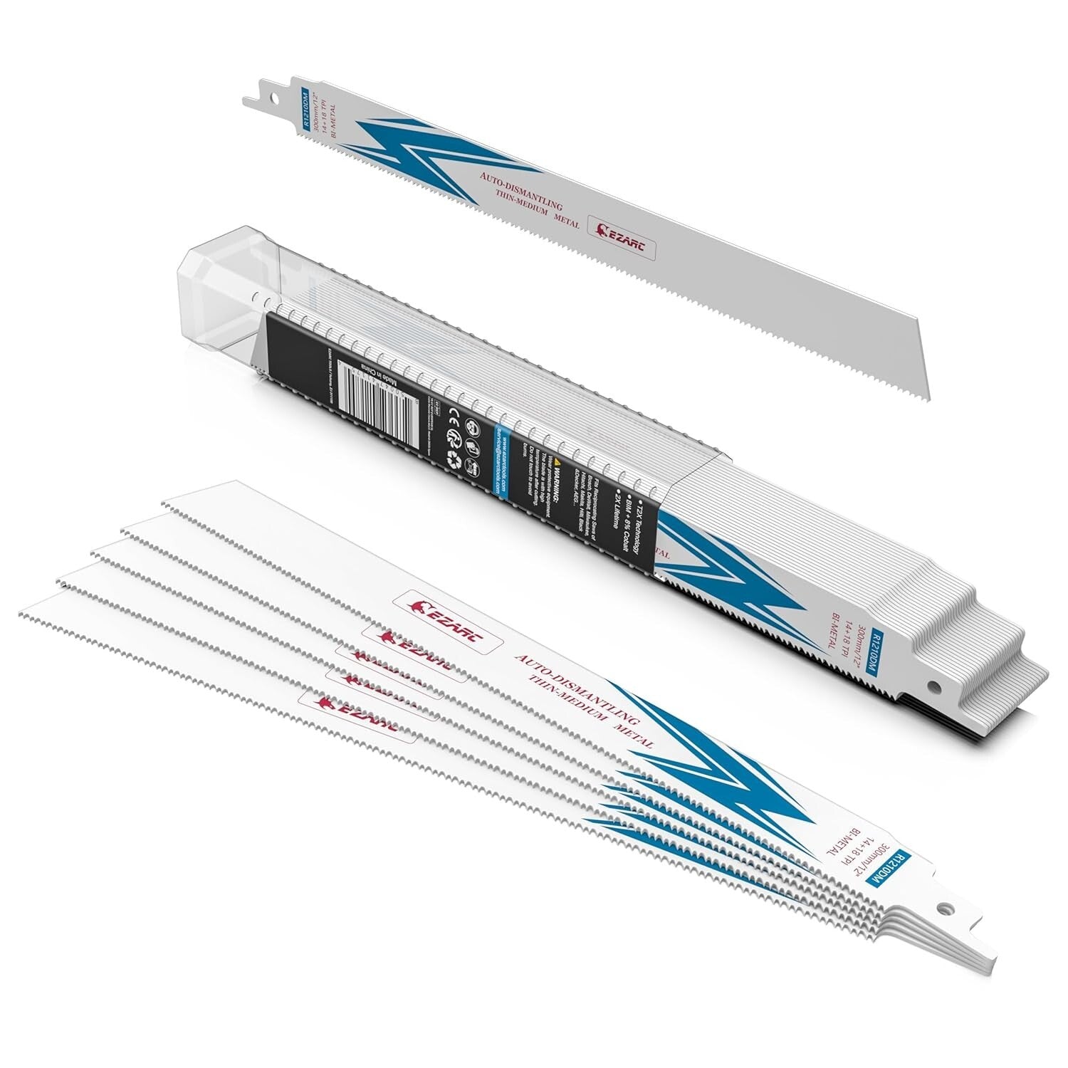 25 Pack 12 Inch Bi-Metal Reciprocating Saw Blades for Precision Metal Cutting