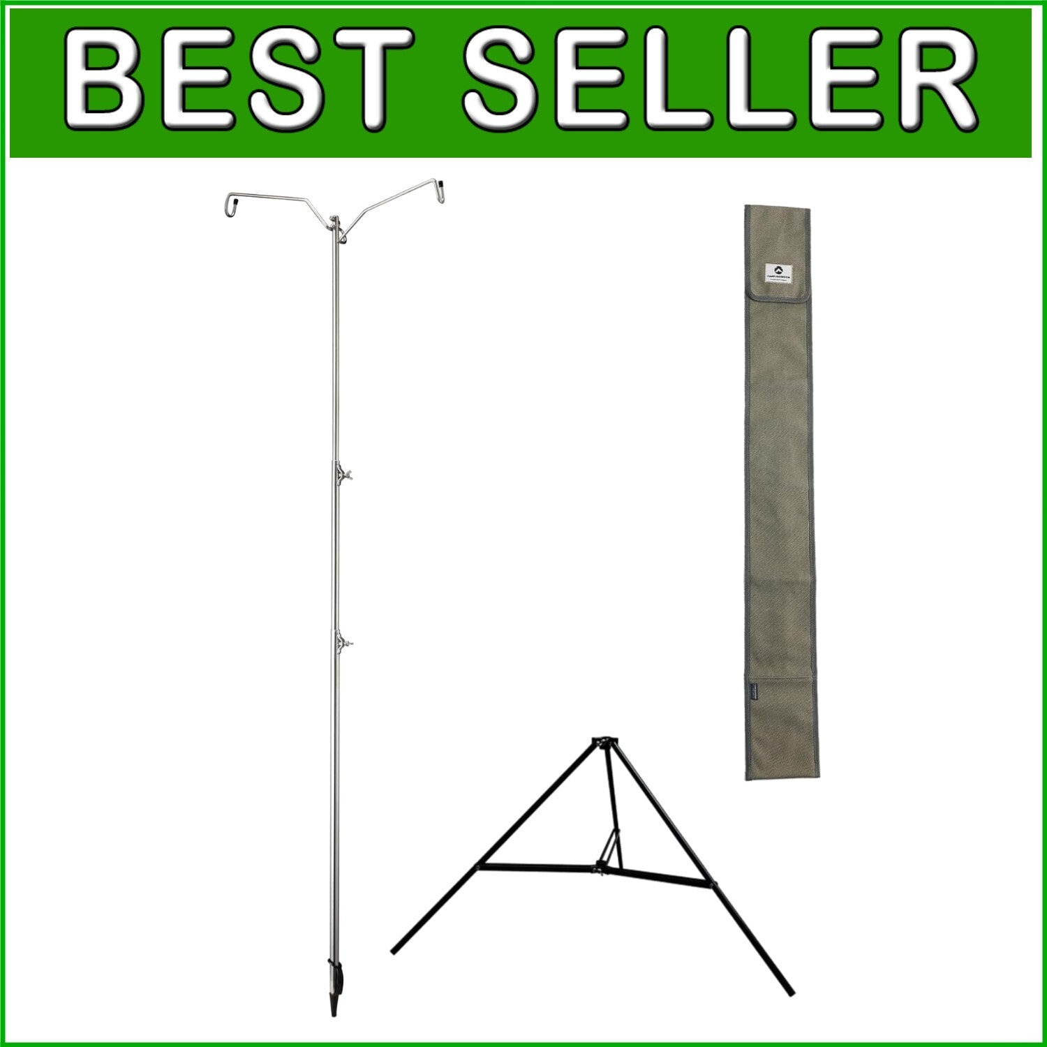 Camp-Ready Durable Lantern Stand with Dual Hooks & Tripod Design - D-240, D-243