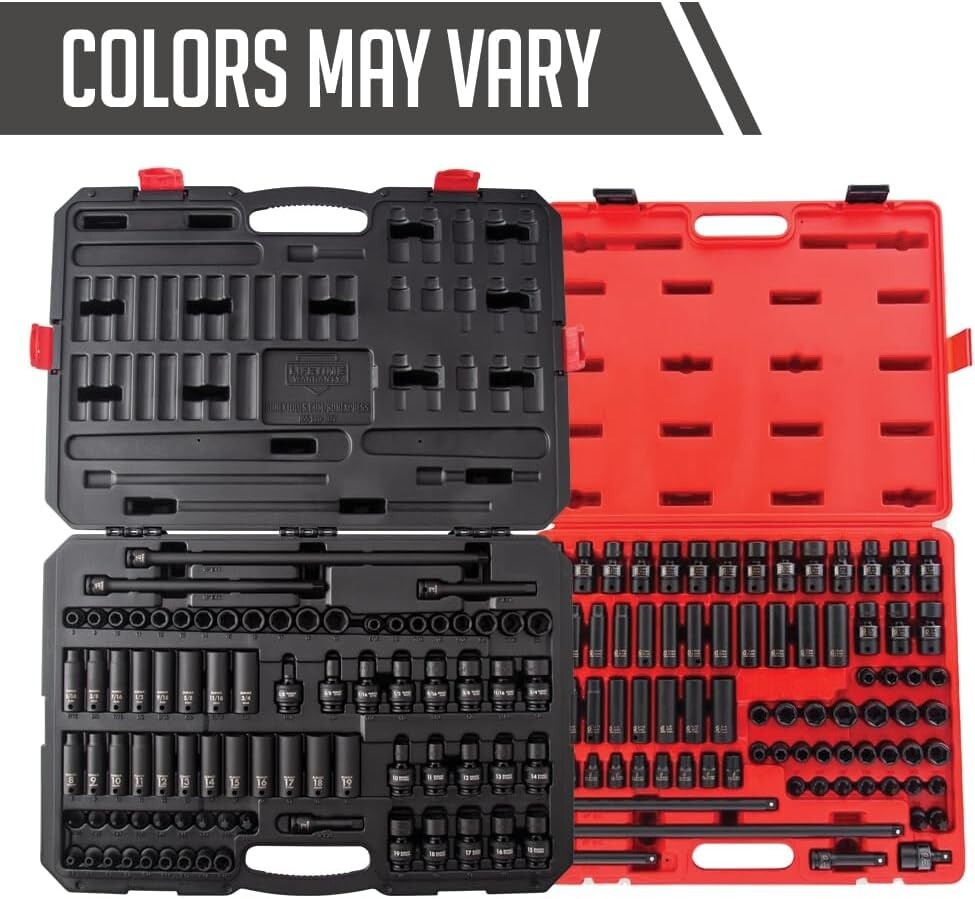 Durable 3/8 Drive Impact Socket Set - 80 Pieces, SAE/Metric with Universal Joint